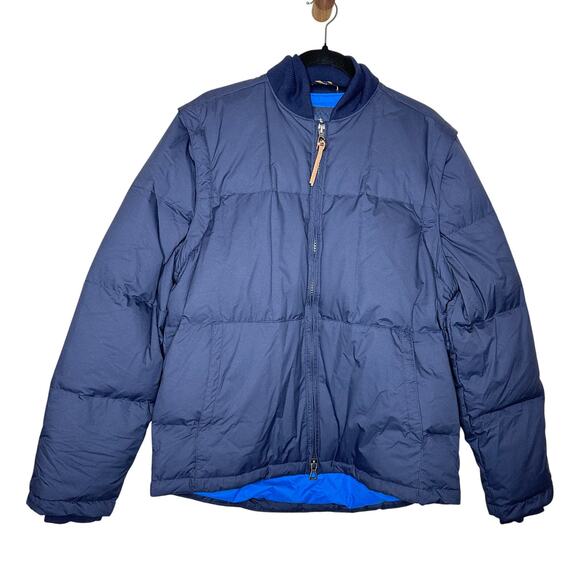 Brooks Brothers Mens Convertible Down Puffer Vest Coat Navy Size Medium NWT $248 - Picture 1 of 8